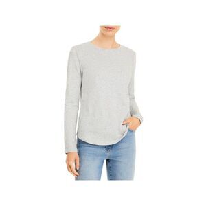 EILEEN FISHER Womens White Heather Long Sleeve Crew Neck Top L